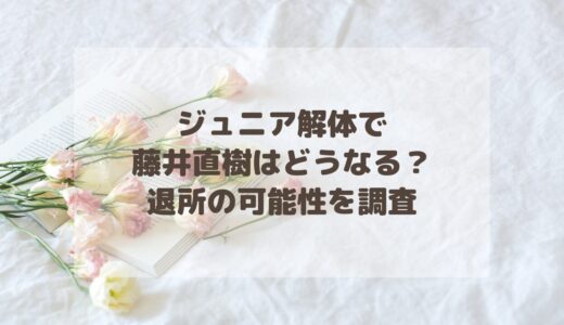 ジュニア解体で藤井直樹はどうなる？退所の可能性を調査