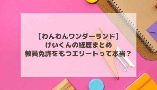 【わんわんワンダーランド】けいくんの経歴まとめ！教員免許をもつエリートって本当？